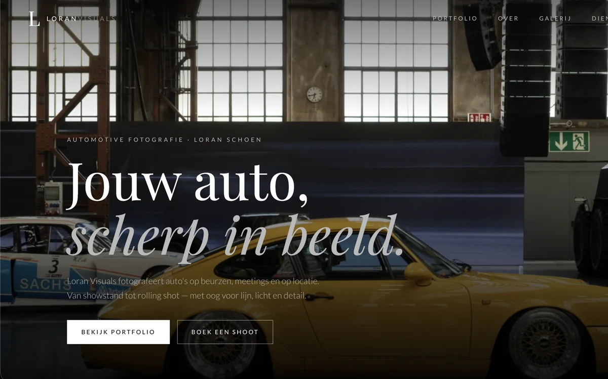 Website voor Loran Visuals, automotive fotografie