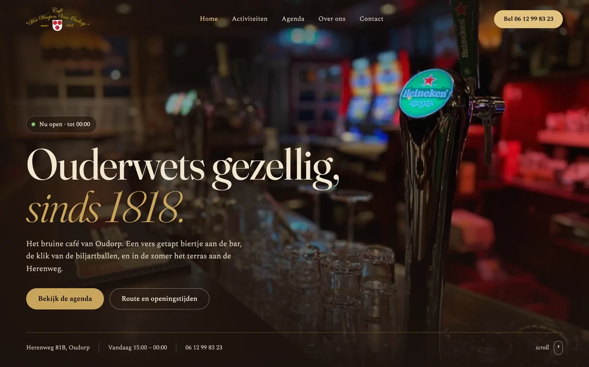 Website voor Café Het Waepen van Oudorp in Alkmaar